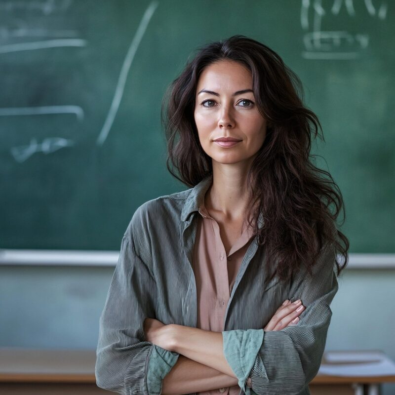 ai generated, woman, teacher, classroom, education, blackboard, academic, learning, professional, school, confident, instructor, teaching, mentor, educator, experience, knowledge, leadership, chalkboard, professor, expertise